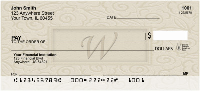 Golden Carved Monogram - W Personal Checks | QBK-34