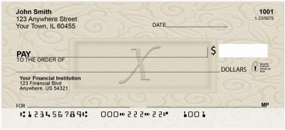 Golden Carved Monogram - X Personal Checks | QBK-35