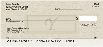 Golden Carved Monogram - Y Personal Checks | QBK-36