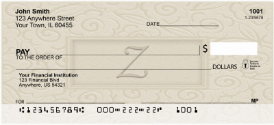 Golden Carved Monogram - Z Personal Checks | QBK-37