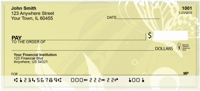 Butterflies On Green Personal Checks | ZANK-68