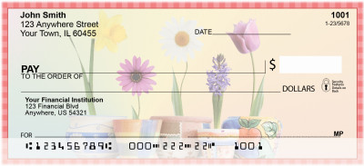Spring Pots & Flowers Personal Checks | ZFLO-42