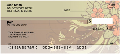 Chocolate Floral Stripes Personal Checks | ZGEP-11