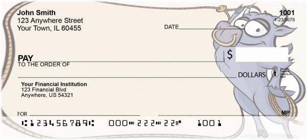 Bull Roping Fun Personal Checks | BBA-74