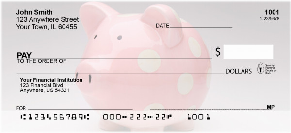 Pink Polka Dot Piggy Personal Checks | BBC-36