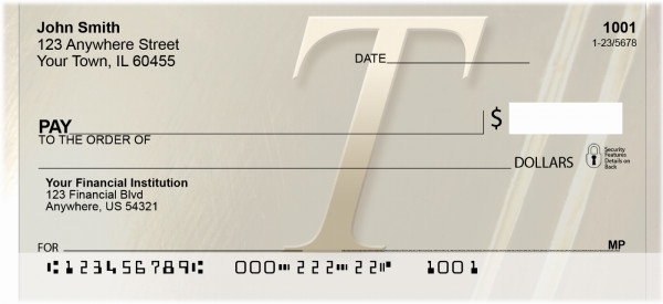 Golden Monogram T Personal Checks | BBI-58
