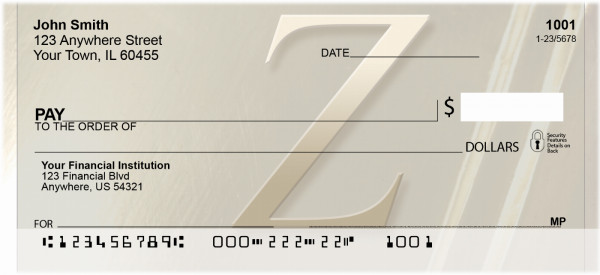 Golden Monogram Z Personal Checks | BBI-64