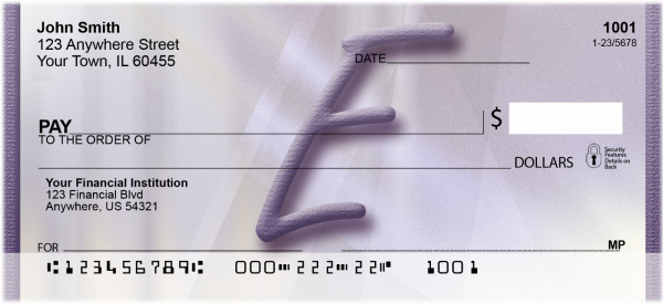 Prosperous Purple Monogram E Personal Checks | BBI-69