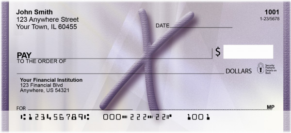 Prosperous Purple Monogram X Personal Checks | BBI-88