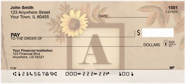 Sunflowers Monogram A Personal Checks | BBJ-44