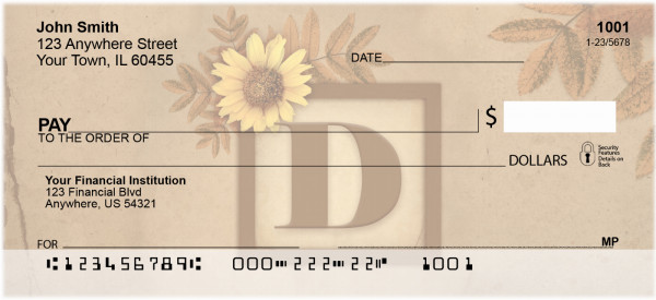 Sunflowers Monogram D Personal Checks | BBJ-47