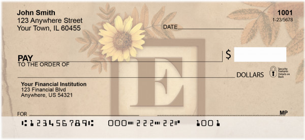Sunflowers Monogram E Personal Checks | BBJ-48