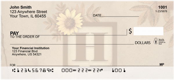 Sunflowers Monogram H Personal Checks | BBJ-51