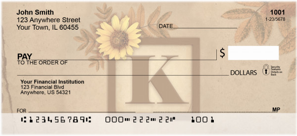 Sunflowers Monogram K Personal Checks | BBJ-54