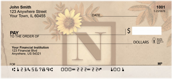 Sunflowers Monogram N Personal Checks | BBJ-57