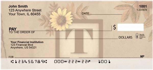 Sunflowers Monogram T Personal Checks | BBJ-63