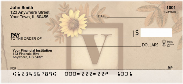 Sunflowers Monogram V Personal Checks | BBJ-65
