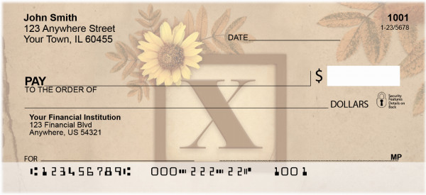 Sunflowers Monogram X Personal Checks | BBJ-67