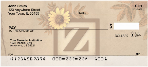 Sunflowers Monogram Z Personal Checks | BBJ-69