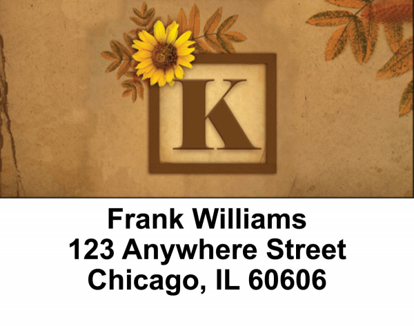 Sunflowers Monogram K Address Labels | LBBBJ-54