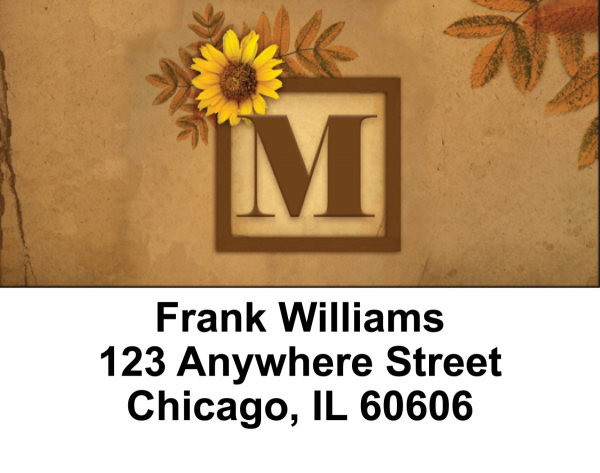 Sunflowers Monogram M Address Labels | LBBBJ-56