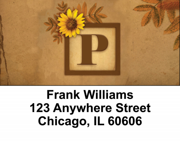Sunflowers Monogram P Address Labels | LBBBJ-59