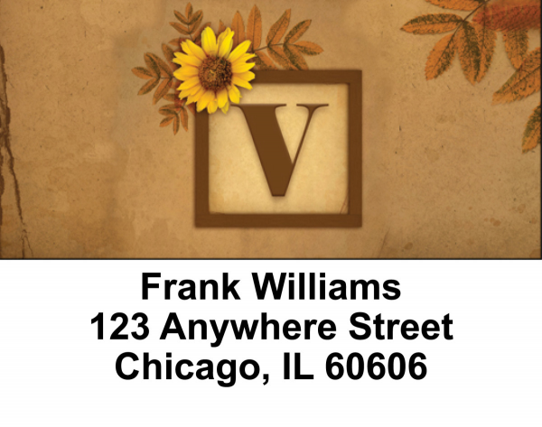 Sunflowers Monogram V Address Labels | LBBBJ-65