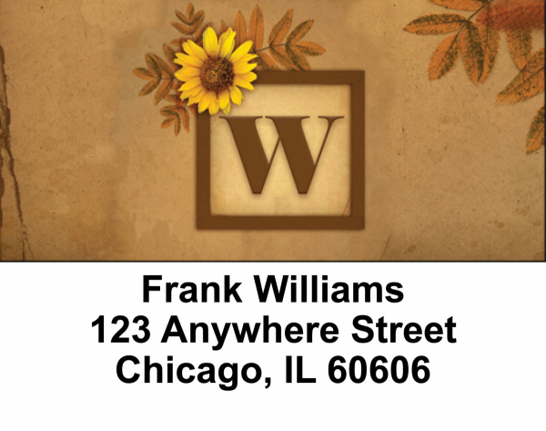 Sunflowers Monogram W Address Labels | LBBBJ-66