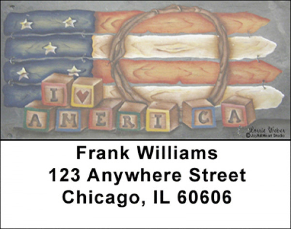 Americana Picket Flag Address Labels | LBJHS-08