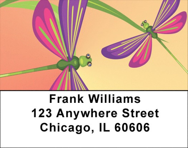 Flying Dragonfly Art Address Labels | LBQBC-12
