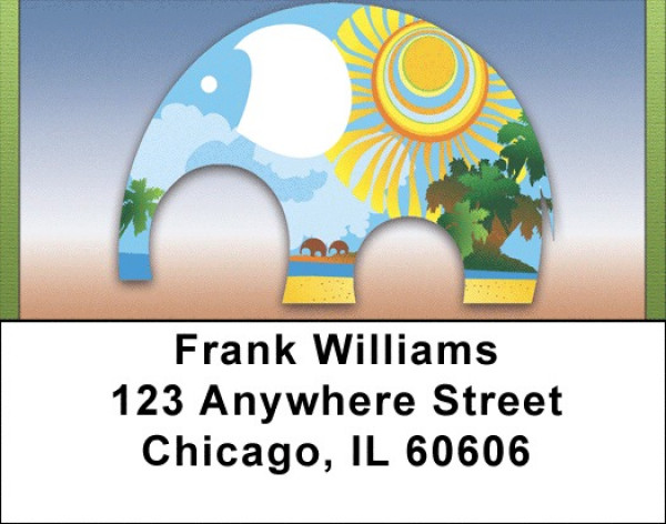 Retro Elephants Address Labels | LBQBC-21