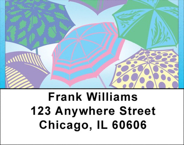 Raining Umbrellas Address Labels | LBQBH-71
