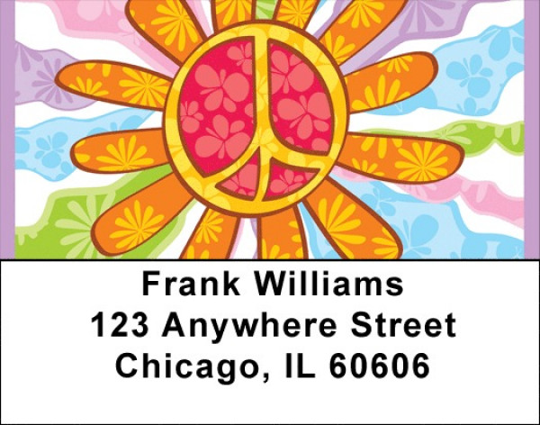 Flower Power Peace Address Labels | LBQBI-92