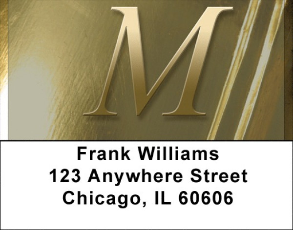 Solid Gold Monograms - M Address Labels | LBQBL-98