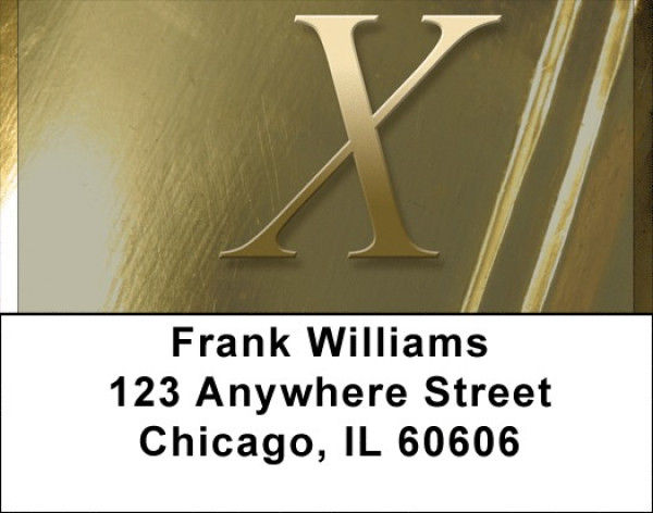 Solid Gold Monograms - X Address Labels | LBQBM-10