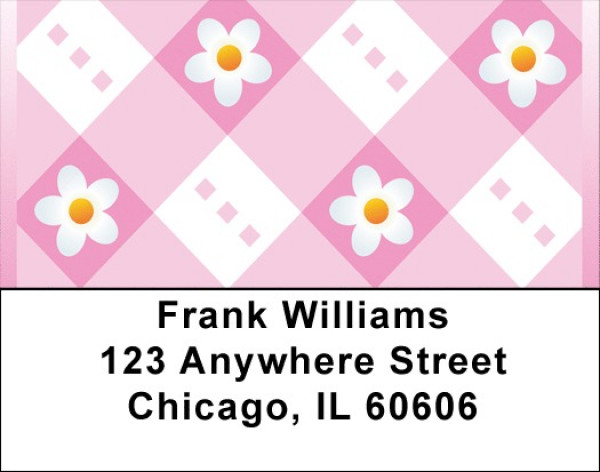 Daisies On Gingham Address Labels | LBQBN-14