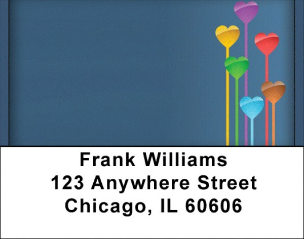 Hearts On Many Colors Address Labels | LBQBN-52