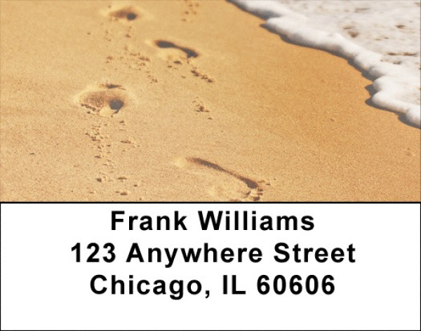 Footprints On The Beach Address Labels | LBQBO-87