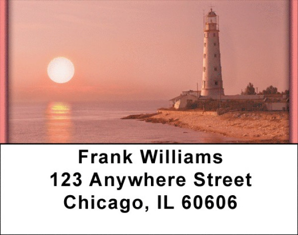 Lighthouses At Dusk Address Labels | LBQBP-43