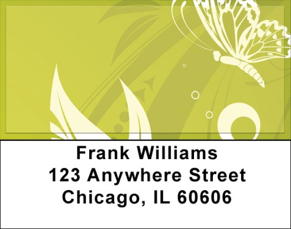 Butterflies On Green Address Labels | LBZANK-68