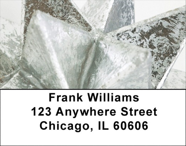 Christmas - Metalic Silver Stars Address Labels | LBZXMS-26