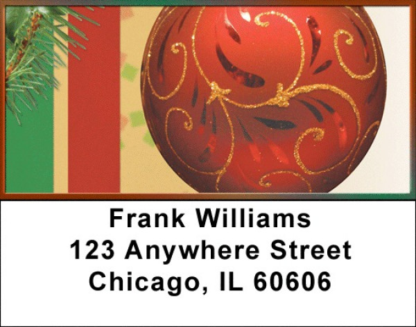 Red Ornaments Address Labels | LBZXMS-33