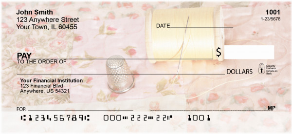 Pink Rose Quilt Personal Checks | QBA-15
