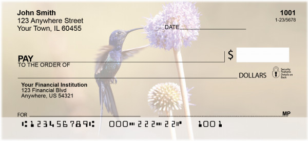 Hummingbirds In Garden Personal Checks | QBA-42