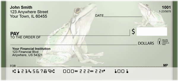 Green Frog Pencil And Watercolor Personal Checks | QBC-53