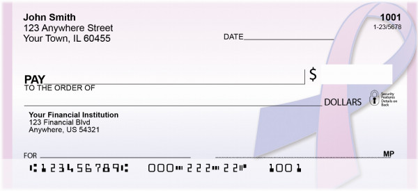 Pink & Blue Ribbon Personal Checks | QBE-51