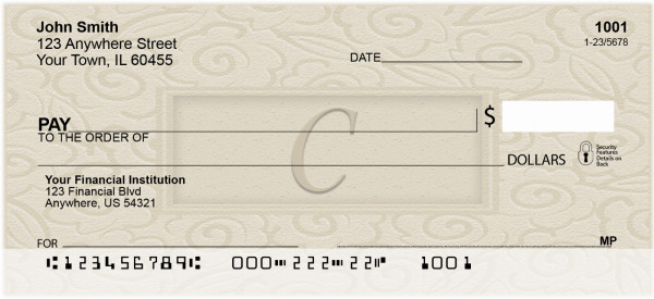 Golden Carved Monogram - C Personal Checks | QBK-14