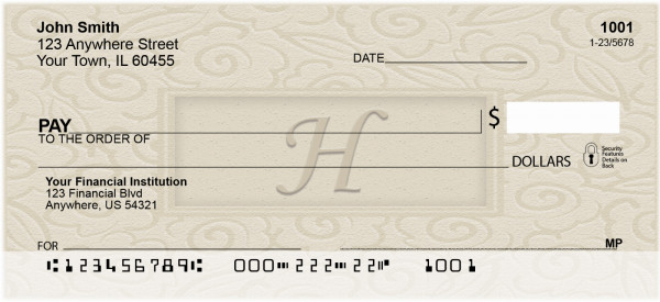 Golden Carved Monogram - H Personal Checks | QBK-19