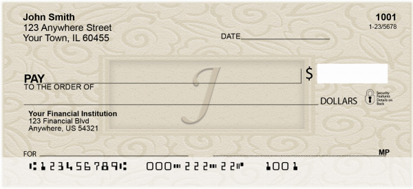 Golden Carved Monogram - J Personal Checks | QBK-21