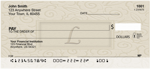 Golden Carved Monogram - L Personal Checks | QBK-23